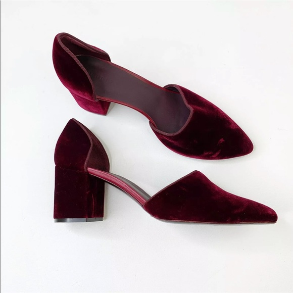 Jenni Kayne Shoes - Jenni Kayne Mid Heel D’ Orsay Velvet Burgundy